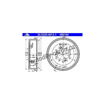 Brzdový buben Brzdový buben ATE 24.0225-4013 (AT 480154) - TOYOTA
