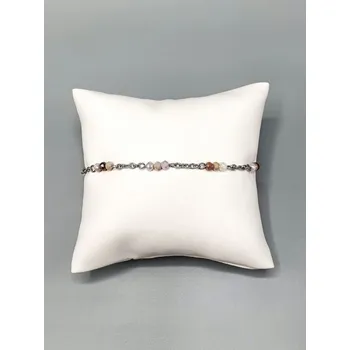 Náramek Ocelový náramek - fialovobéžový tón, ruční výroba