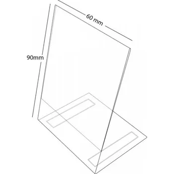 Plastový stojánek L 90 x 60 na výšku čirý se samolepkou 90 x 60 na výšku čirý se samolepkou - 1 ks