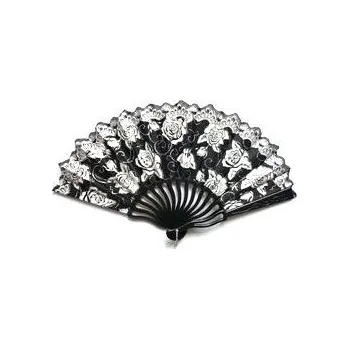 Karnevalový doplněk Gotický vějíř černý s růžemi