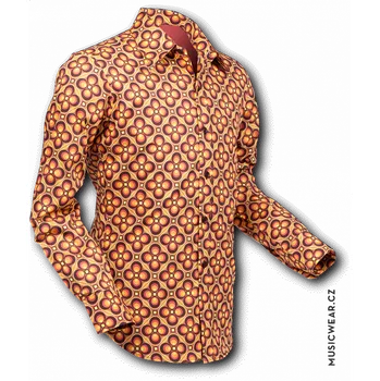 Pánská košile Pete Chenaski košile, Dotsgrid Brown & Orange, pánská XS