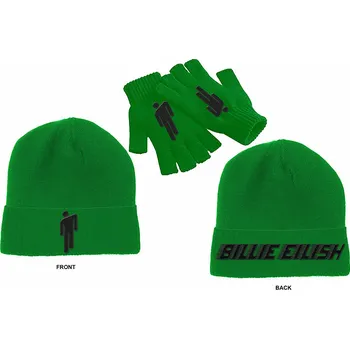 Čepice Billie Eilish set zimní čepice a rukavice, Blohsh Green, unisex