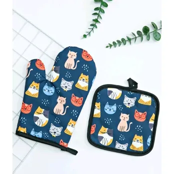 Chňapka Kuchyňská chňapka s podložkou, kočky