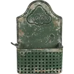 Zelený antik plechový nástěnný držák na květiny Garden - 29*13*45 cm