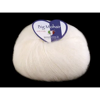 Pletací příze Big Mohair 25 g 14 (1) bílá mléčná