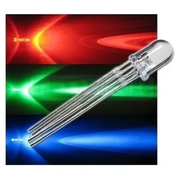 Polovodič LED dioda RGB 5mm 4PIN - napájení anodou (+) čirá