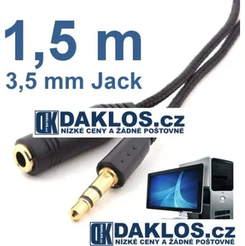 Napájecí kabel Prodlužovací audio kabel 1,5 m pro 3,5 mm Jack s pozlacenými konektory Bílá