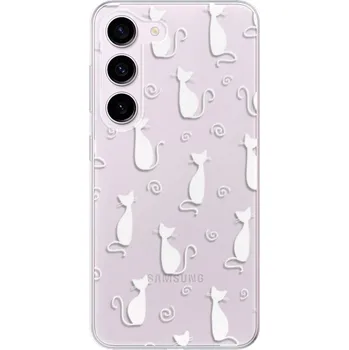Odolné silikonové pouzdro iSaprio - Cat pattern 05 - white - Samsung Galaxy S23 5G