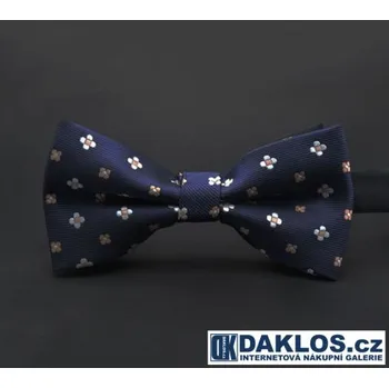 Motýlek Motýlek tmavě modrý s květinami - uvázaný