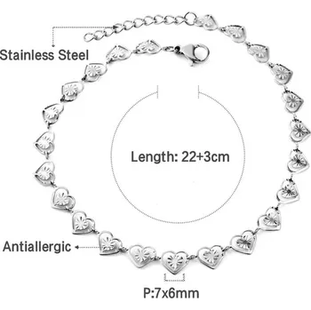 Náramek Náramek na kotník z nerezové oceli - 125 stříbro