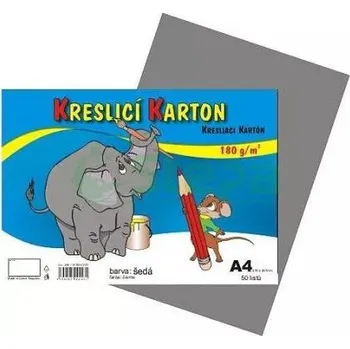 Barevný papír Barevná čtvrtka, 50ks, A4, 180g/m2, šedá