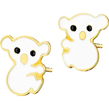 Náušnice Zlaté náušnice se smaltem - koala - AP126-5987