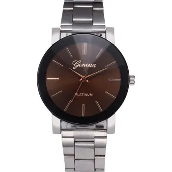 Hodinky Elegantní náramkové hodinky - kávové pozadí s kovovým páskem