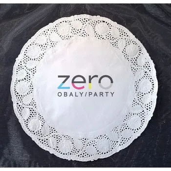 Krajka papírová dortová VIP pr. 33 cm (12 ks) - bílá