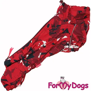 Obleček pro psa FOR MY DOGS pláštěnka RED GEO, modrá Velikost: TC2