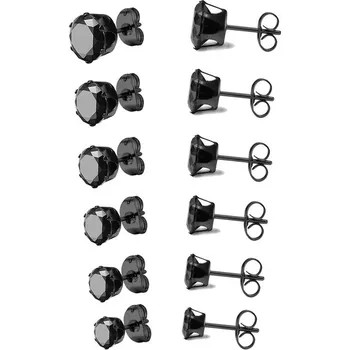 Náušnice Luxusní barevné náušnice | 6 párů - Černá