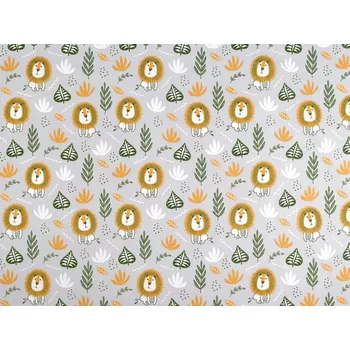 Bavlněná látka / plátno lev METRÁŽ - (1) šedá světlá