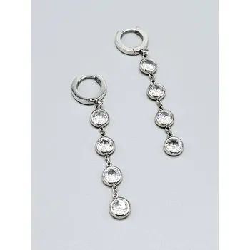 Náušnice Ocelové náušnice - Kruhy s kamínky ve stříbrné barvě