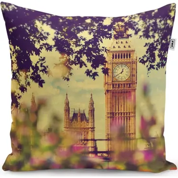 Polštář Dekorační polštář Londýn Big Ben Flowers - Sablio - 40x40 cm