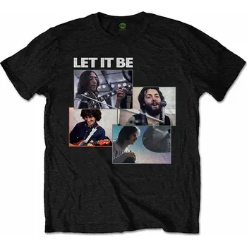 Pánská móda The Beatles tričko, Let It Be Recording Shots Black, pánské L