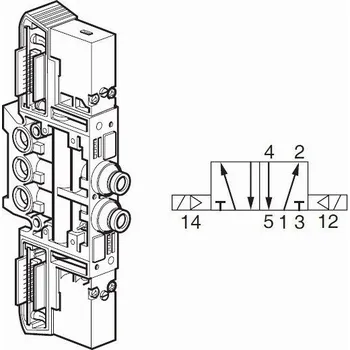 Instalatérský materiál Ventil 5/2 Valvetronic 12-48V DC, D 6mm, pro ventilové terminály Parker PVL-B102606W2