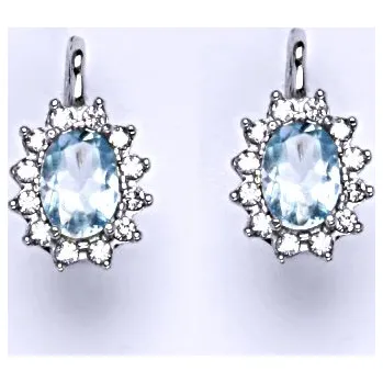 Náušnice NK1480 Stříbrné náušnice Kate přírodní topaz sky