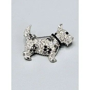 Brož Flekatý pes - brož antracitové flíčky