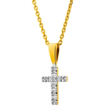 Přívěsek Zlatý přívěsek s diamanty - kříž - 0,01 ct - ryzost 585 - 101.177