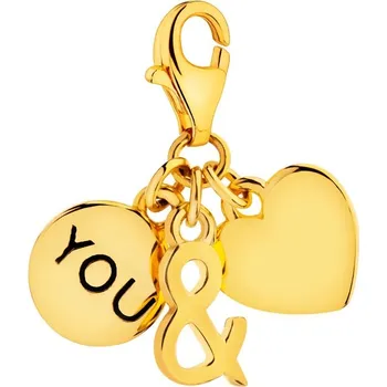 Přívěsek Pozlacený stříbrný přívěsek charms se smaltem - srdce - AP530-6392