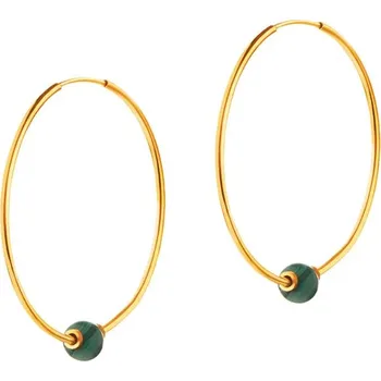 Náušnice Zlaté náušnice s malachity - kruhy, 22 mm - AP533-4645