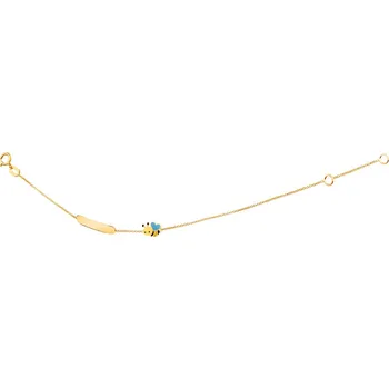 Náramek Zlatý náramek se smaltem, destičkou, anker - včela - AP529-6082