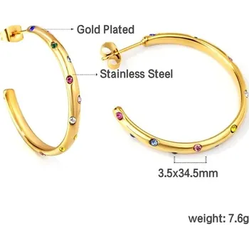 Náušnice Kruhové náušnice z chirurgické oceli ve zlaté barvě - 154 MG