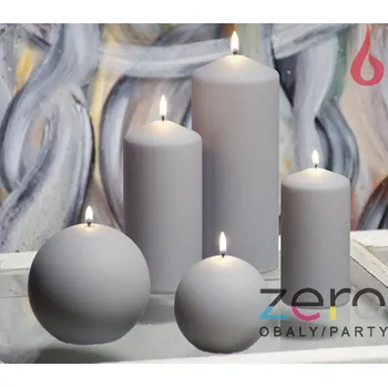 Svíčka Svíčka válec pr. 8 cm, výška 15 cm - šedá sametová