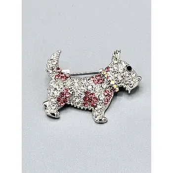 Brož Flekatý pes - brož růžové flíčky