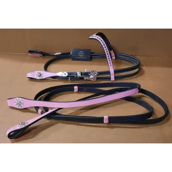 GVR Růžová westernová uzdečka s otěžemi