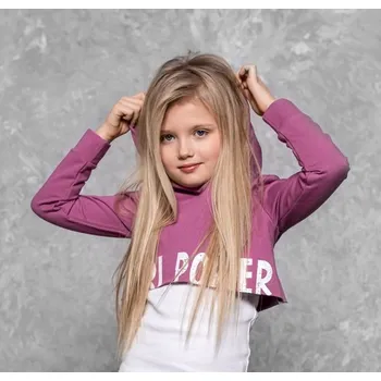 Dívčí mikina CROP TOP GIRL POWER Mikina růžová - 104/110