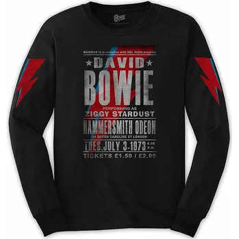 Pánská móda David Bowie tričko dlouhý rukáv, Hammersmith Odeon Black, pánské XXL