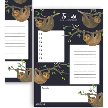 Kalendář ePiPí TO-DO blok A5 - Lenochod (modrá) Vyberte možnost: Bez magnetu