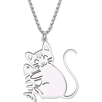 Náhrdelník Náhrdelník s přívěškem , kočka s rybou