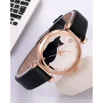 Hodinky Dámské hodinky s černou kočkou