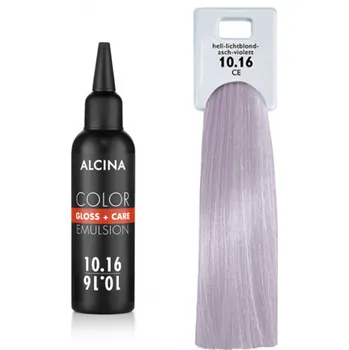 Barva na vlasy Alcina - Tónovací emulze - Color Gloss + Care Emulsion 10.16 Jasná blond - popelavá - fialová 100 ml