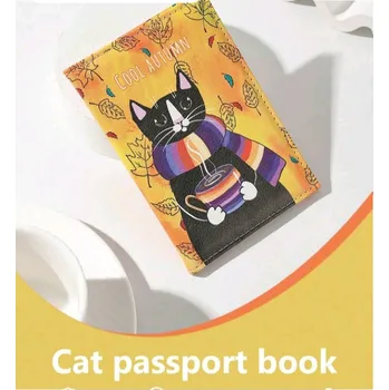 Obal na doklad Pouzdro na doklady , žluté s kočkou