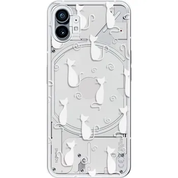 Pouzdro na mobilní telefon Odolné silikonové pouzdro iSaprio - Cat pattern 05 - white - Nothing Phone (1)