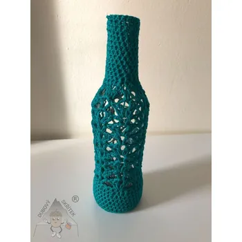 Váza Dubový skřítek Váza tmavě zelená ručně háčkovaná