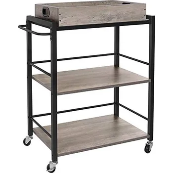 Servírovací stolek pojizdný barový stolek, servírovací vozík 65 x 40 x 86 cm, šedá a černá song