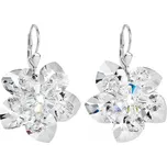 Stříbrné náušnice visací s krystaly Swarovski bílá kytička 31130.1