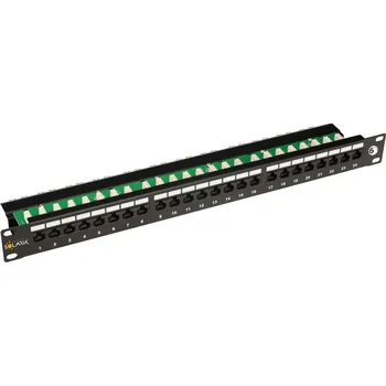 Rozvaděč SOLARIX Patch panel UTP 24xRJ45 CAT6 s vyvazovací lištou černý 1U 19" nestíněný 24000050