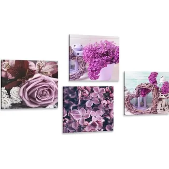 Obraz Dovido Set obrazů šeříkové zátiší