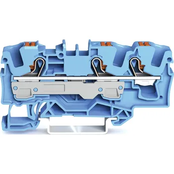 Rozvaděč WAGO Svorka 2206-1304 3vodičová průchozí s ovládacím tlačítkem 6 mm², modrá 2206-1304