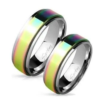 Prsten OPR0037 Rotační ocelové prsteny duhové
